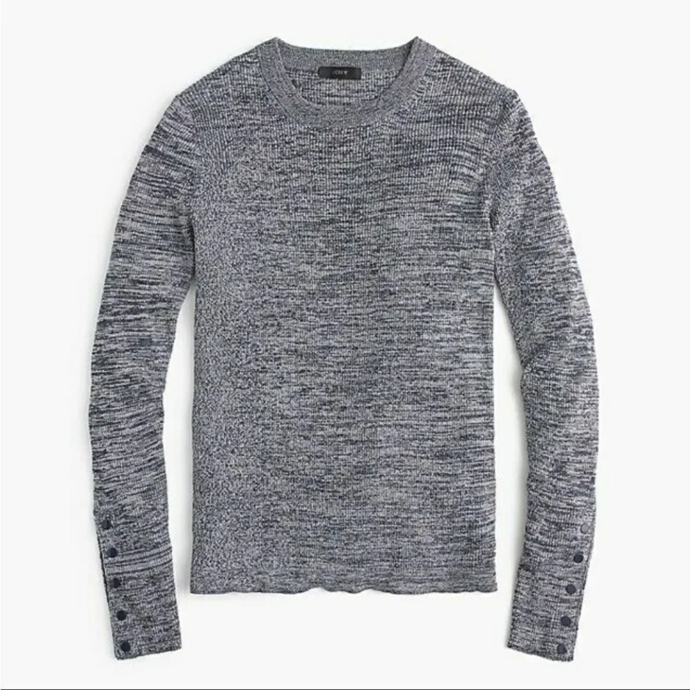 J. Crew ribbed pullover sweater with snap sleeves. Size S.